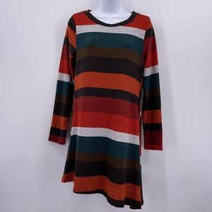 Asymmetrical Tunic Sweater iGenjun Sz S Striped Long Sleeve Button Side NWT